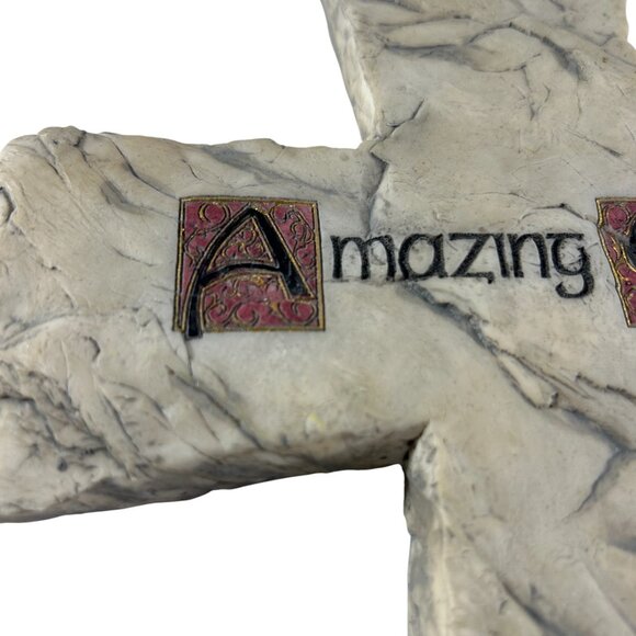 Amazing Grace Heavy Resin Wall Hanging Cross Religious Christian Decor - Picture 4 of 9